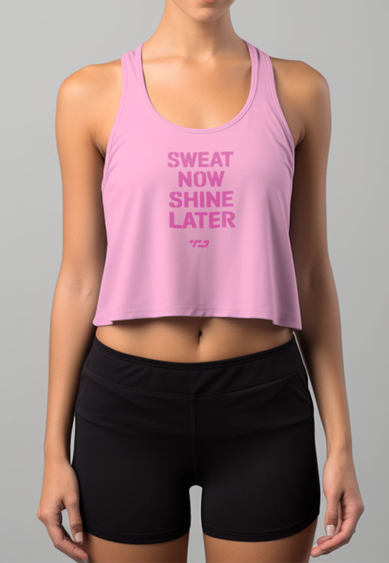 LSD49 Tank Top Crop Pink UAT "sweat now shine later"  Td Active