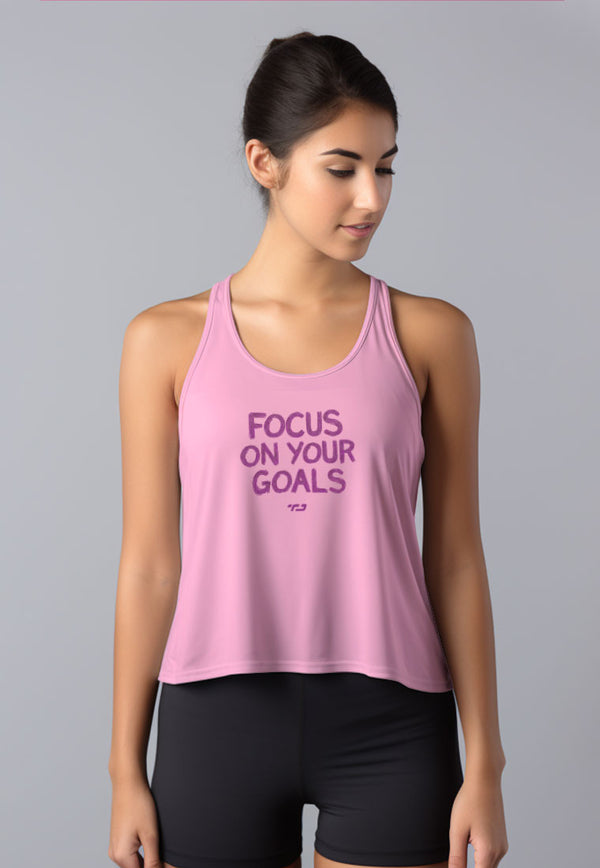 LSD51 Tank Top Crop Pink UAT "focus on goals" Td Active