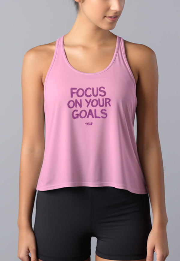 LSD51 Tank Top Crop Pink UAT "focus on goals" Td Active