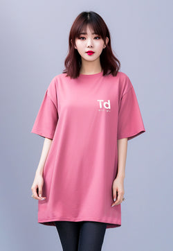 Third Day LTC25 ld td elegant pink kaos dress panjang wanita