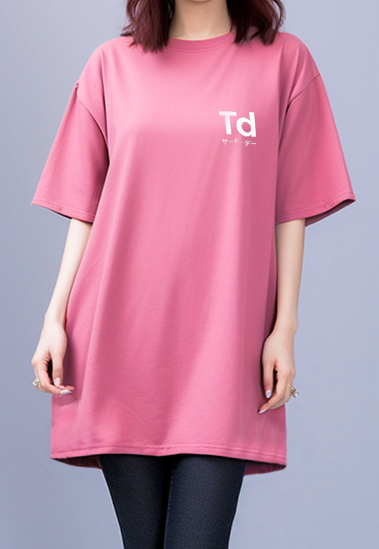 Third Day LTC25 ld td elegant pink kaos dress panjang wanita