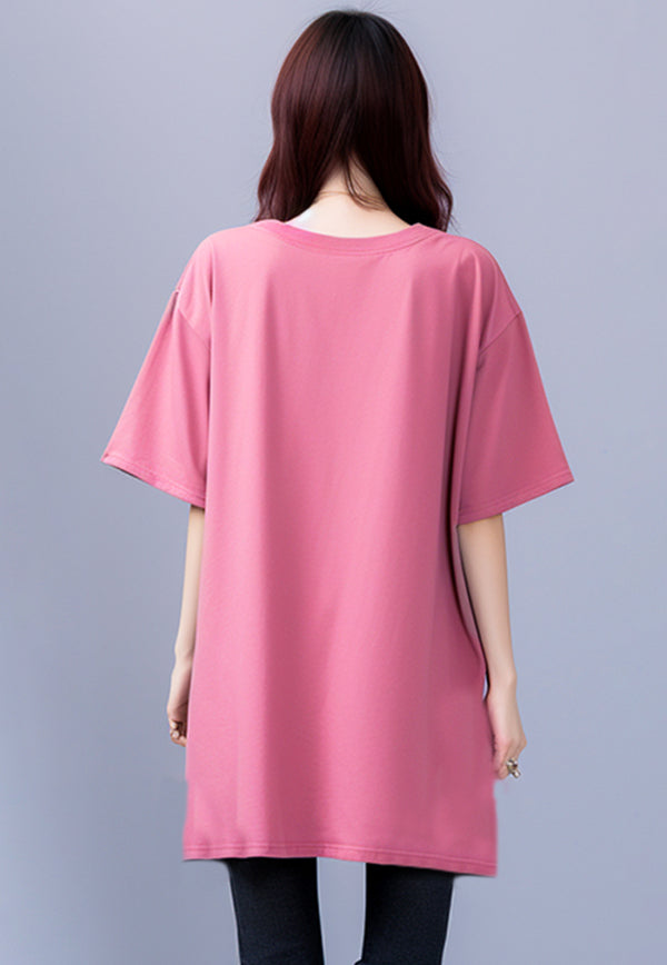 Third Day LTC25 ld td elegant pink kaos dress panjang wanita