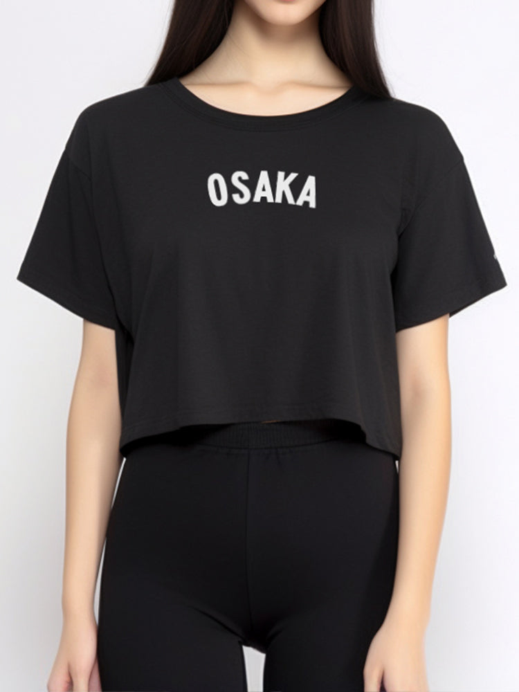 LTE72 kaos oversize OLC crop top OSAKA hitam