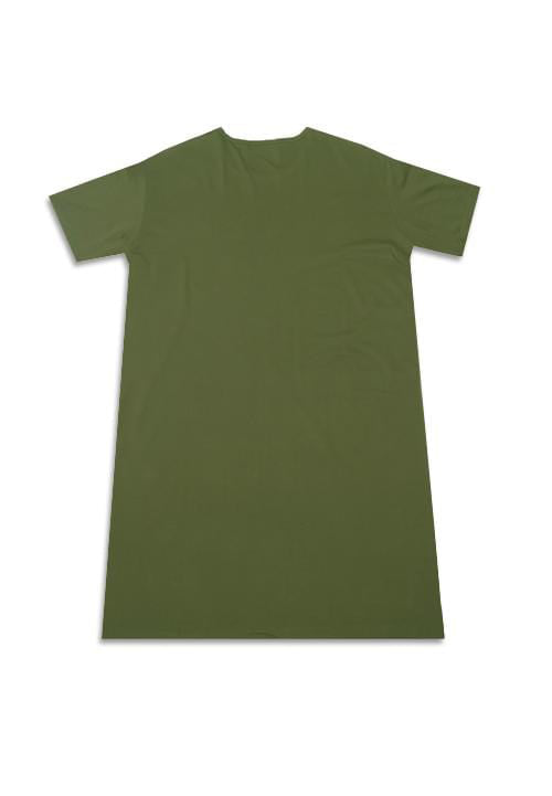 TDLA LTF01 long dress kaos t shirt wanita oversize polos green army