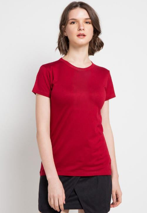 TDLA LTF05 s/s tangan pendek kaos t shirt wanita polos maroon