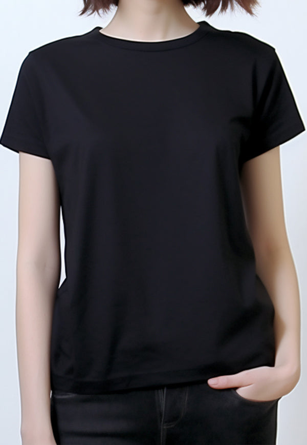 TDLA LTF06 s/s tangan pendek kaos t shirt wanita polos hitam