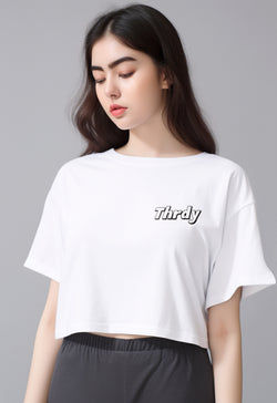 LTF42 oversize crop top kaos wanita instacool OLC "thrdy copic" putih