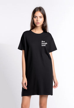 LTF46 long loose dress daster kaos wanita casual instacool LD "live laugh love" hitam