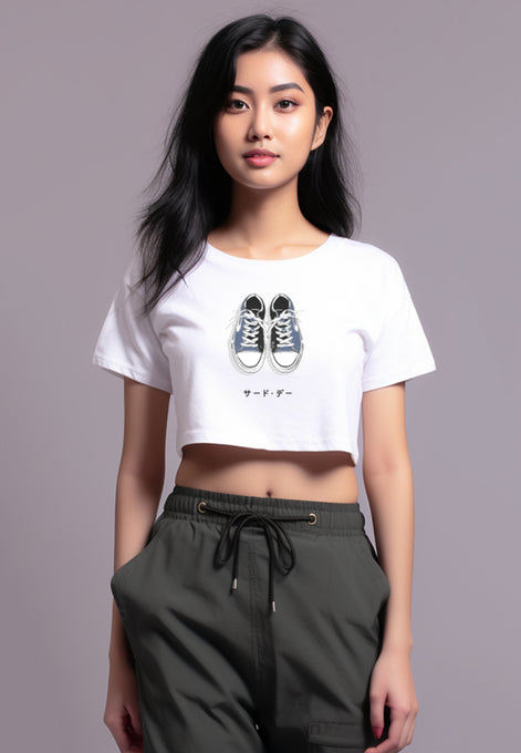 LTF68 kaos crop tee wanita RCP gambar sepatu instacool ss 