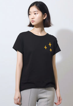 LTF78 Kaos Gambar Bintang Slim Fit Instacool Wanita "yellow sparkle" hitam