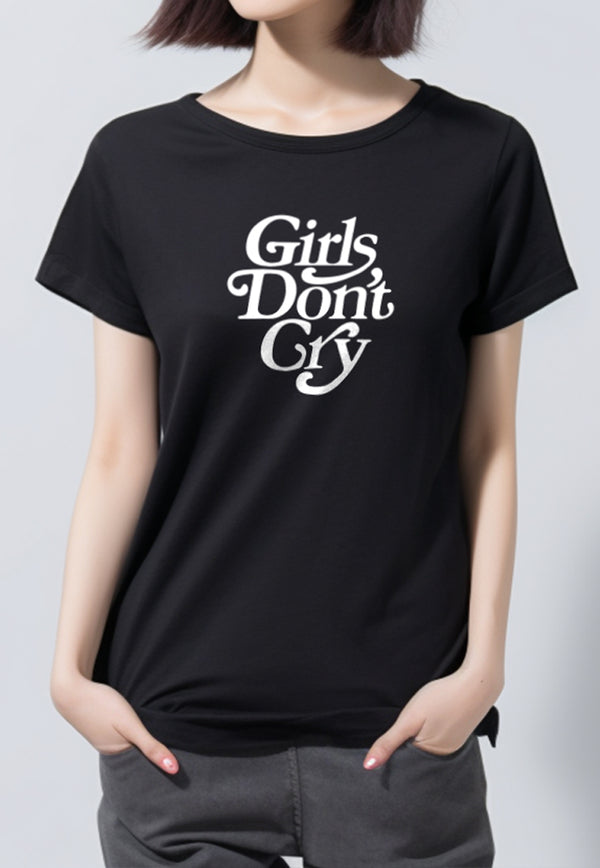 LTF81 Kaos Wanita Lengan Pendek Slim Fit Instacool sslds "Girls Don't Cry" hitam