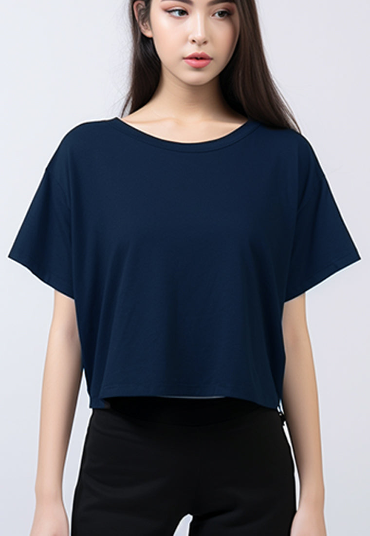 LTF90 Kaos Crop Top Oversize OLC Navy Polos