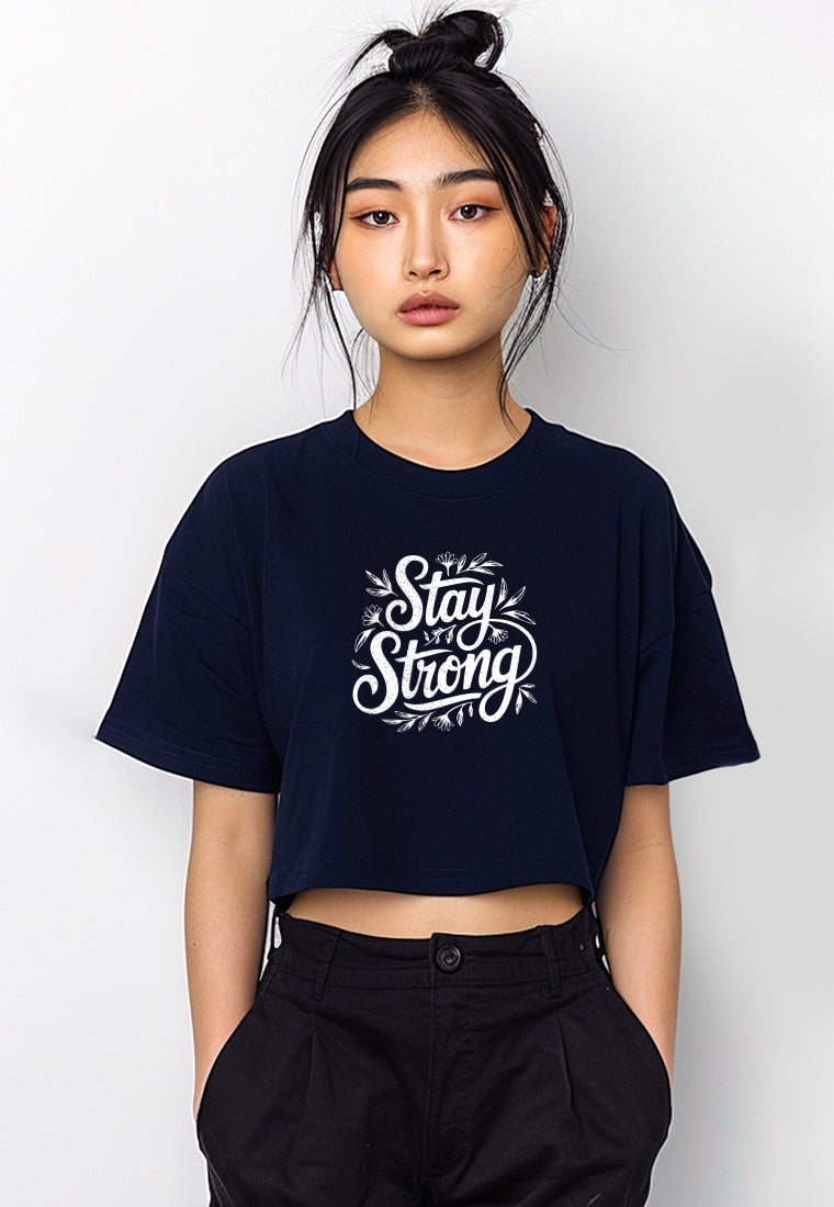 LTG12 Kaos Crop Oversize Navy Wanita OLC Instacool 