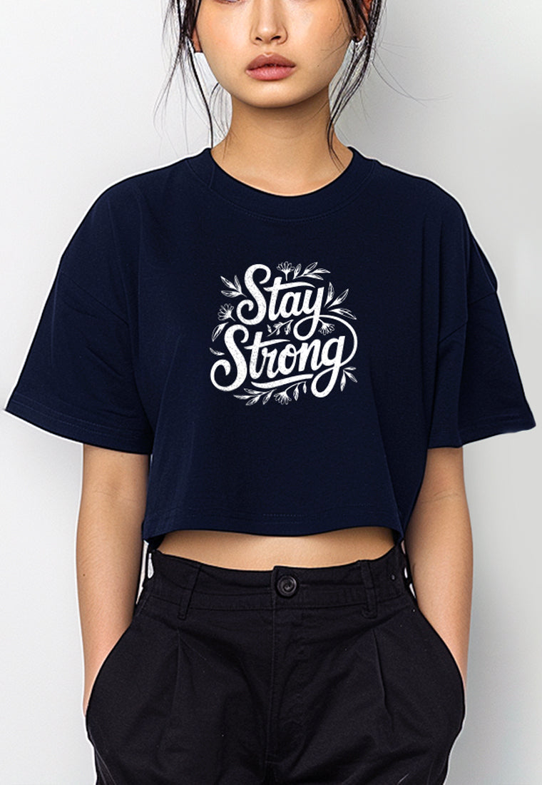 LTG12 Kaos Crop Oversize Navy Wanita OLC Instacool 