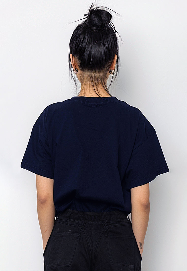 LTG12 Kaos Crop Oversize Navy Wanita OLC Instacool 