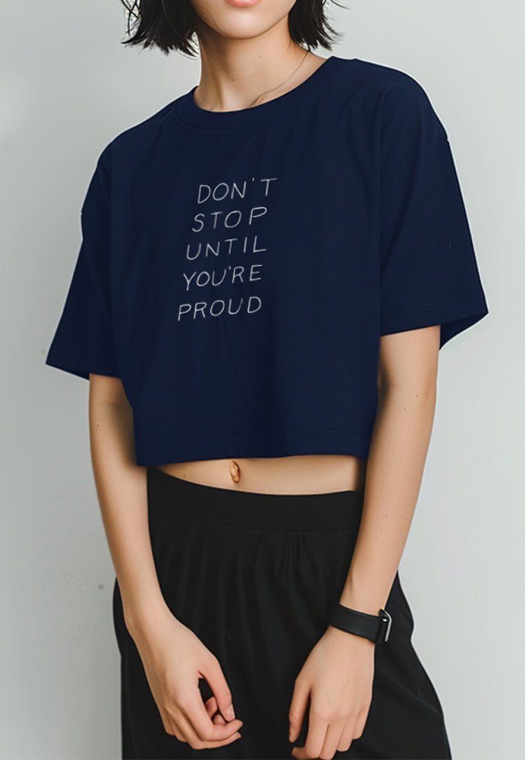 LTG22 Kaos Crop Oversize Navy Wanita OLC Instacool 