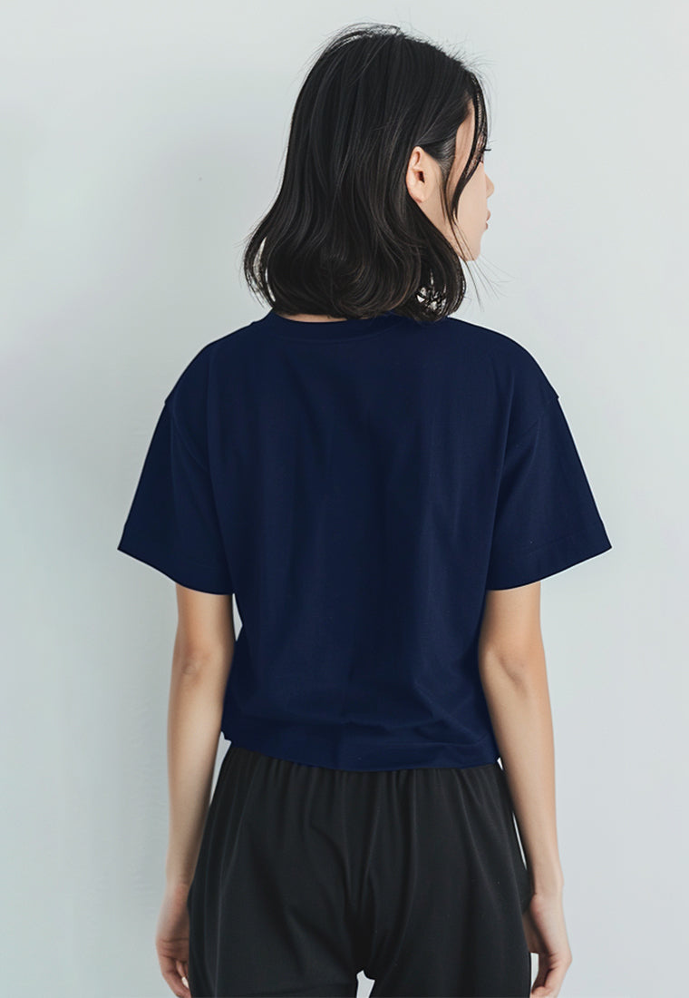 LTG22 Kaos Crop Oversize Navy Wanita OLC Instacool 