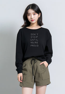 LTG26 Kaos Tangan Panjang Wanita "dont stop " instacool LV Hitam