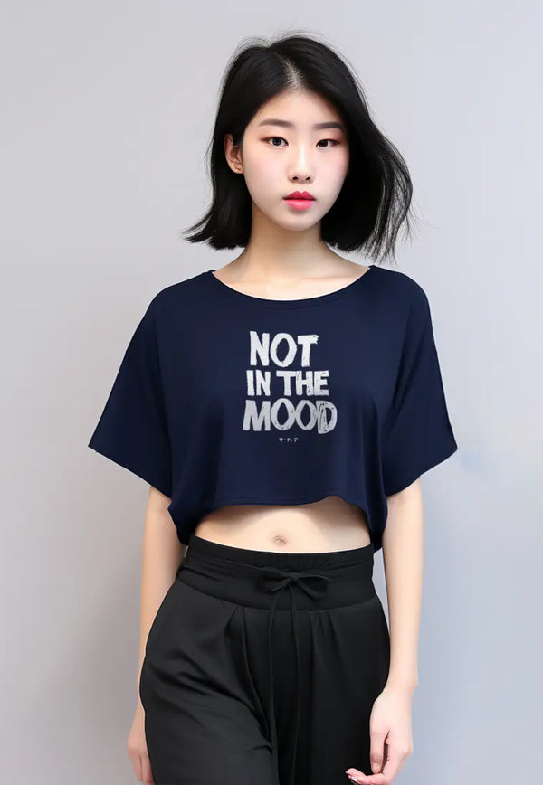 LTG29 Kaos Oversize Crop OLC Wanita instacool "not in the mood" navy