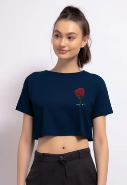 LTG39 Kaos gambar bunga mawar wanita rcp "rose" navy