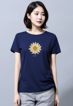 LTG54 Kaos Gambar Bunga Wanita Lengan Pendek Instacool ss lds "daisy katakana" navy