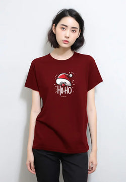 LTG60 kaos natal wanita ss lds instacool "santa hat" maroon merah