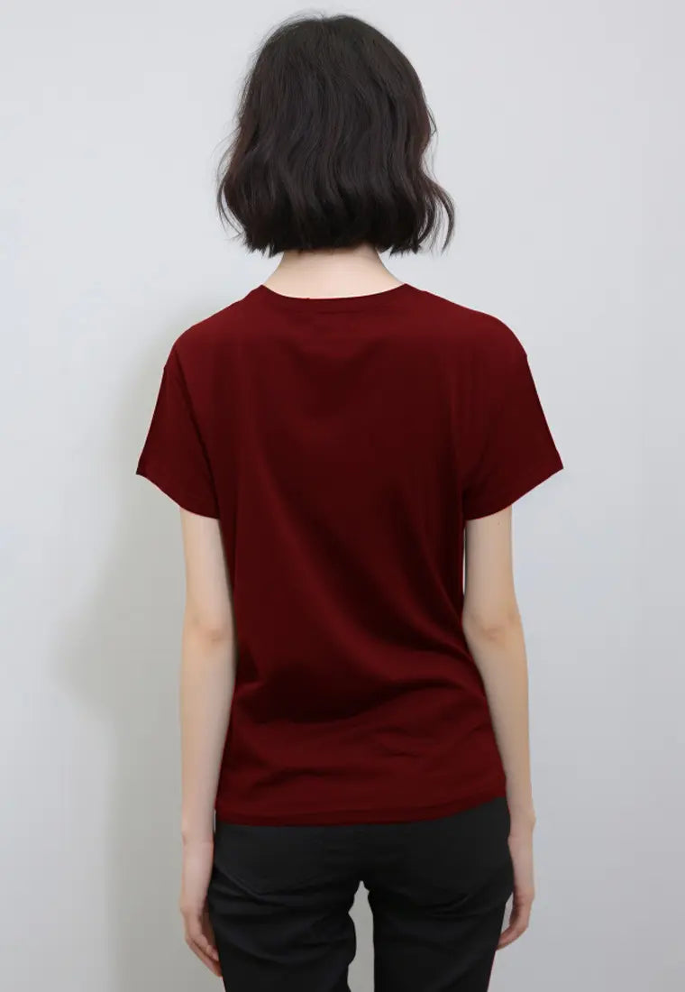 LTG60 kaos natal wanita ss lds instacool "santa hat" maroon merah