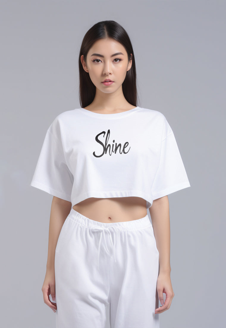 LTG74 kaos crop oversize "shine"  putih