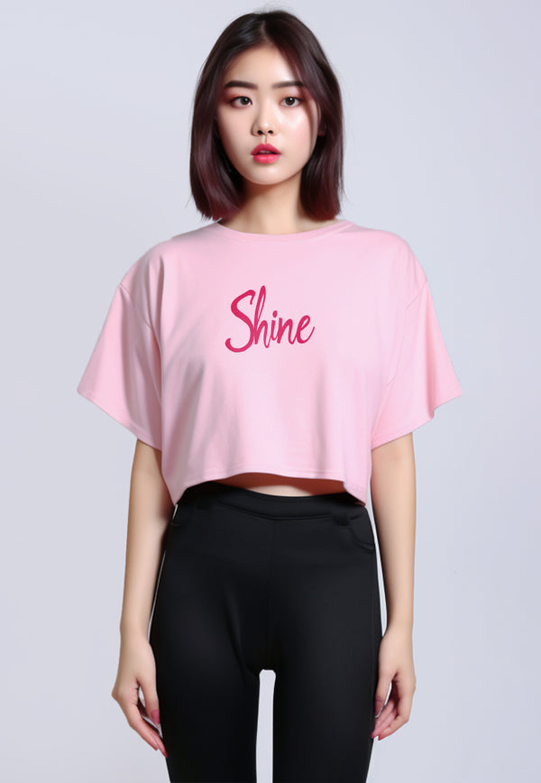 LTG75 kaos crop oversize "shine" light pink