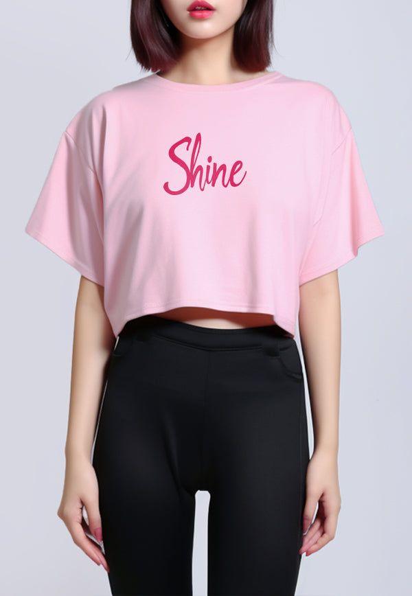 LTG75 kaos crop oversize "shine" light pink