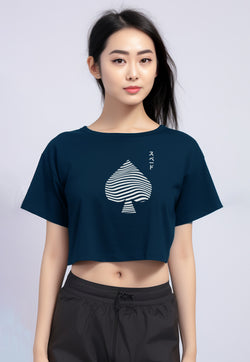 LTG85 Crop Tee RCP instacool "spade" navy