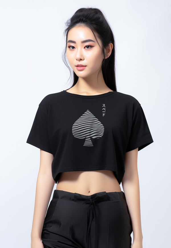 LTG86 Crop Tee RCP instacool "spade" hitam