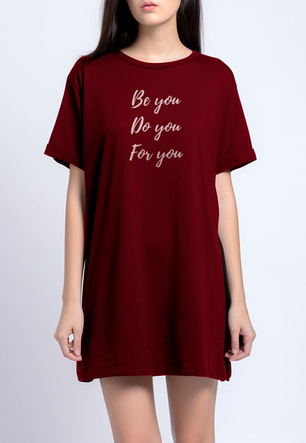 LTG89 Dress t shirt "be you do you for you" LD merah maroon