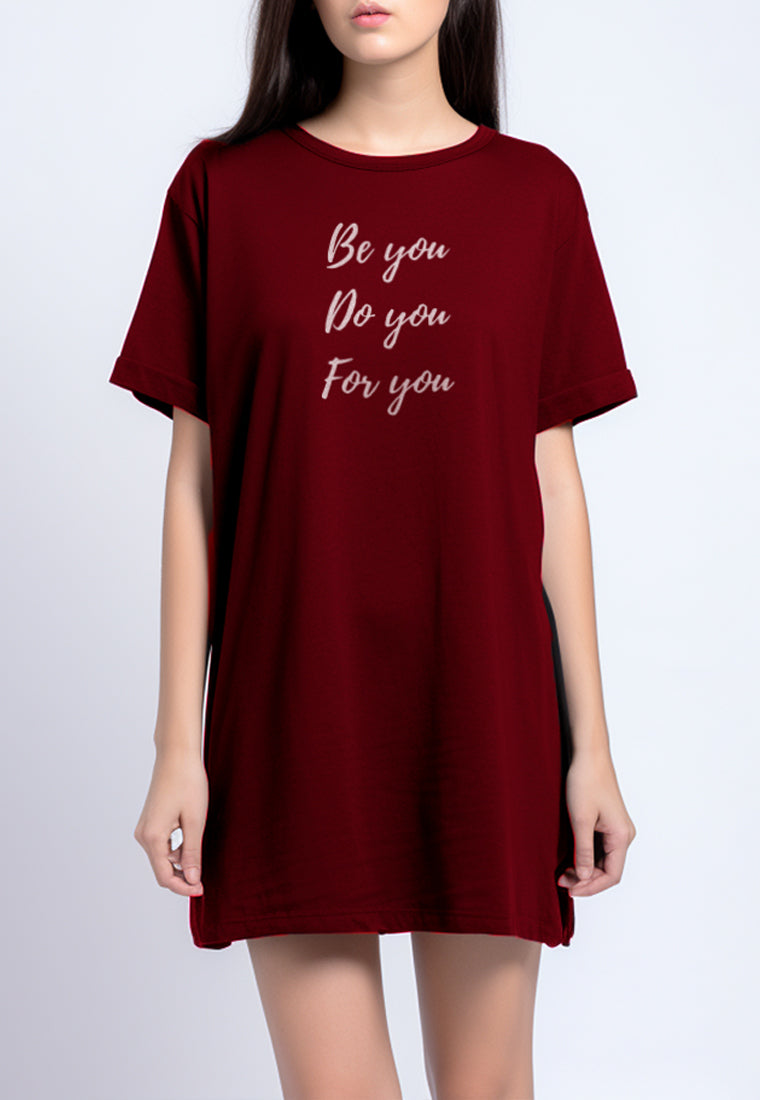 LTG89 Dress t shirt "be you do you for you" LD merah maroon