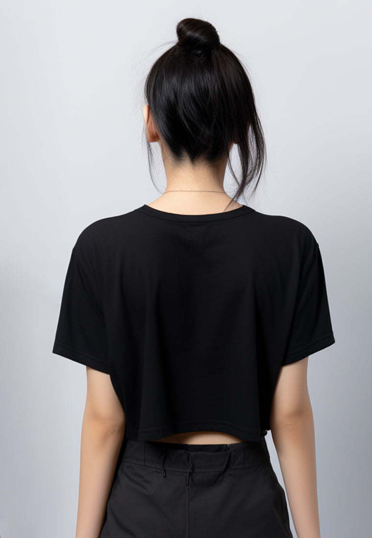 LTG93 Crop Top T shirt RCP "thdy sign stamp" hitam