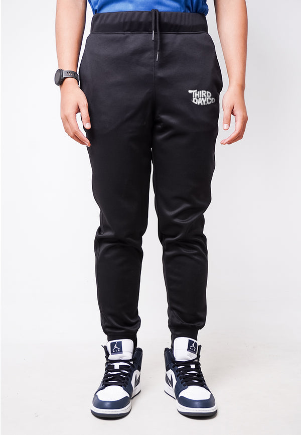 MC042 Celana Jogger Panjang Scuba "thirddayco graffiti" hitam