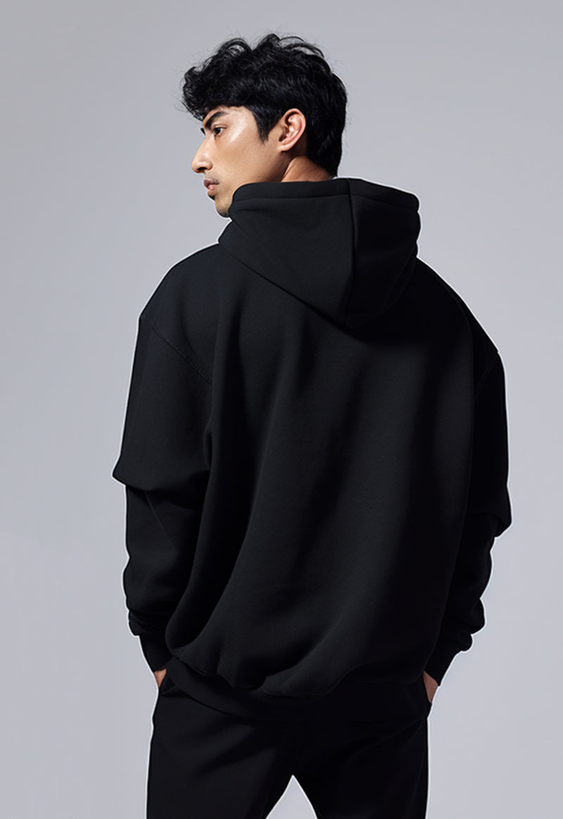 MOA48 Hoodie Pria Premium ScubaLux Adem "modernstreet pocket" hitam