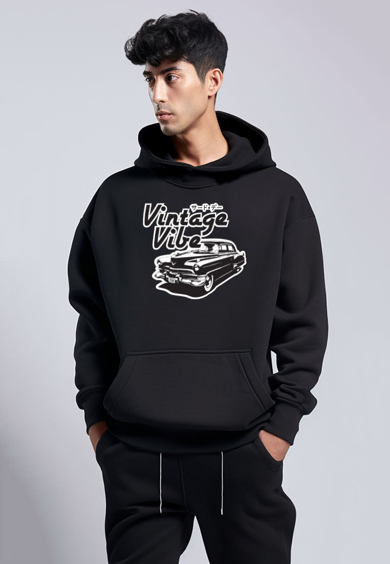 MOA52 Hoodie ScubaLux Pria Pria "vintage vibe mobil" hitam