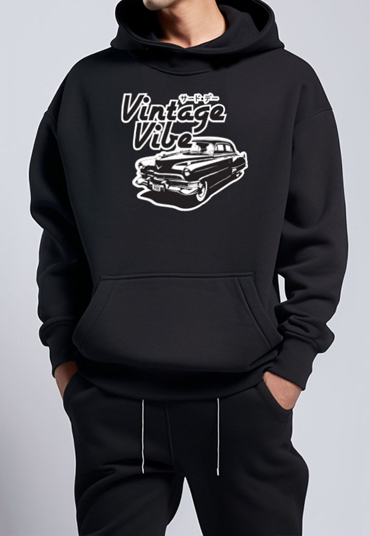 MOA52 Hoodie ScubaLux Pria Pria "vintage vibe mobil" hitam