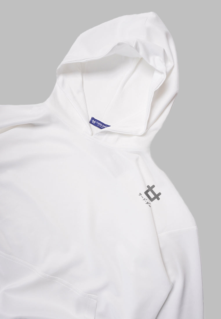 MOA57 Hoodie Premium ScubaLux Anti Air Stretch "icon logo shoulder" putih