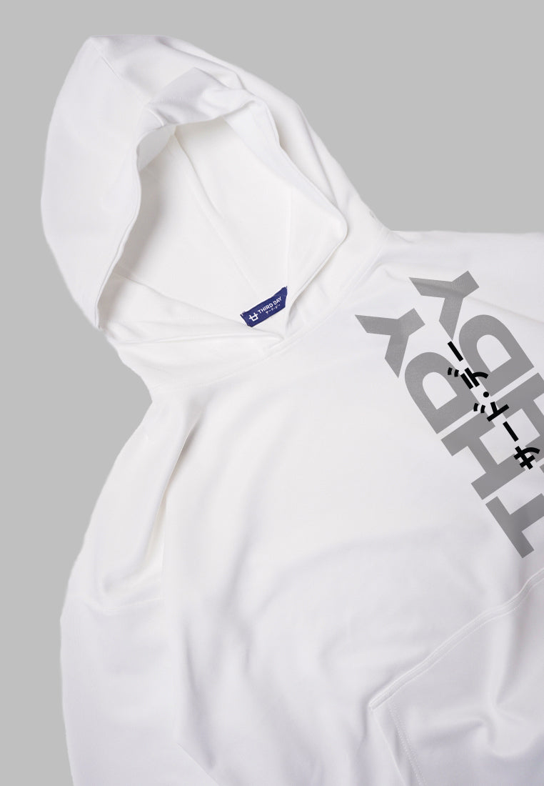 MOA58 Hoodies Premium ScubaLux Anti Kusut Waterproof "THDYTHDY katakana" putih