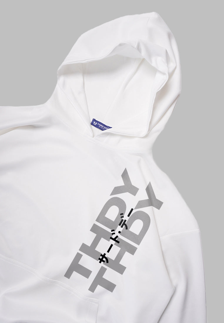 MOA58 Hoodies Premium ScubaLux Anti Kusut Waterproof "THDYTHDY katakana" putih