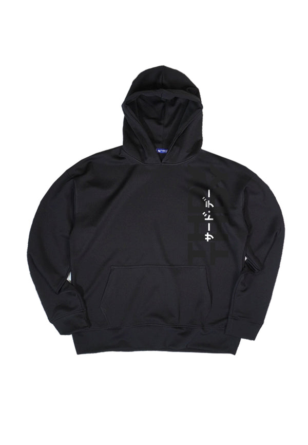 MOA59 Hoodies Premium ScubaLux Anti Kusut Waterproof "THDYTHDY katakana" hitam