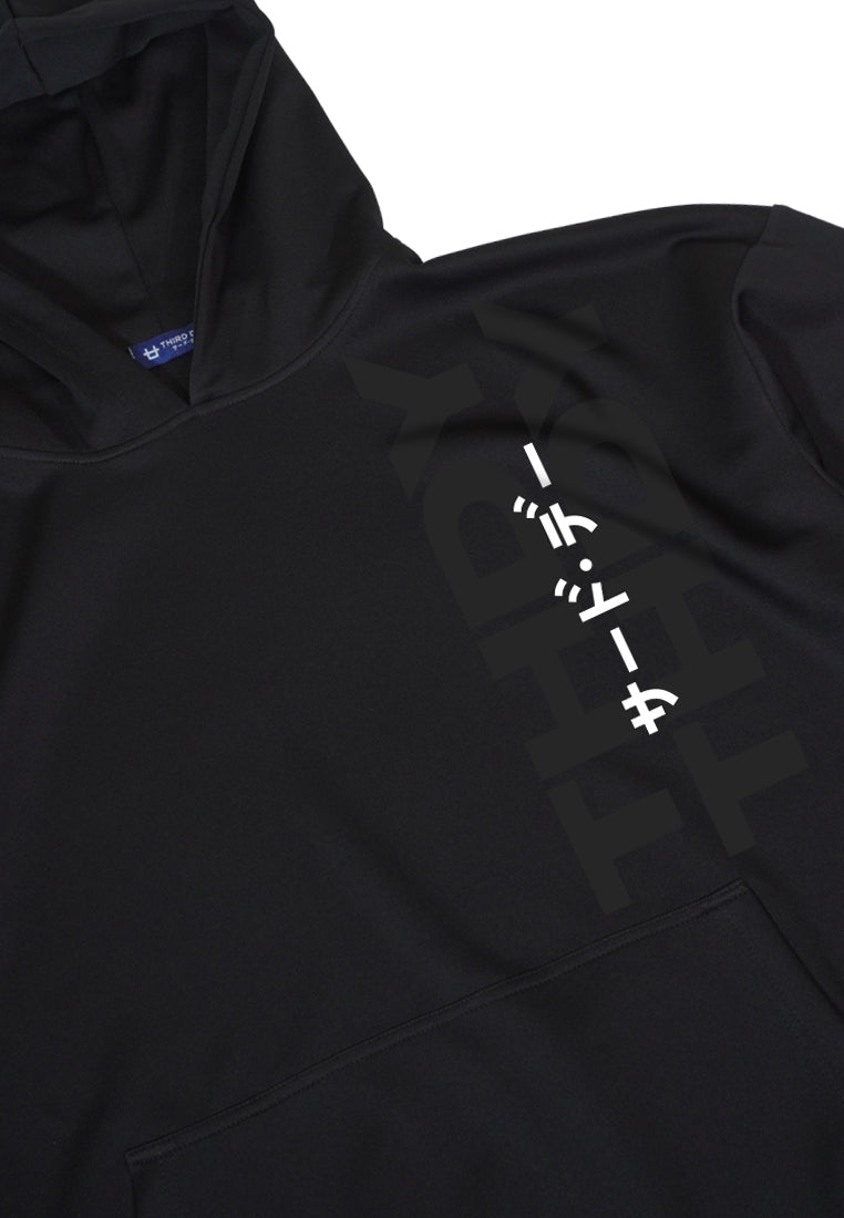 MOA59 Hoodies Premium ScubaLux Anti Kusut Waterproof "THDYTHDY katakana" hitam