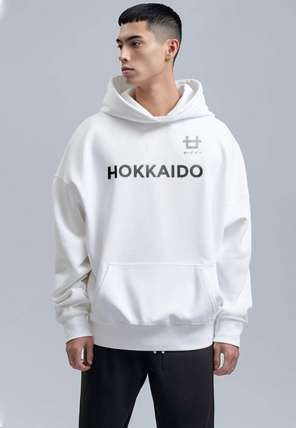 MOA80 Hoodies Premium ScubaLux Anti Kusut Waterproof "Hokkaido Logo" Putih