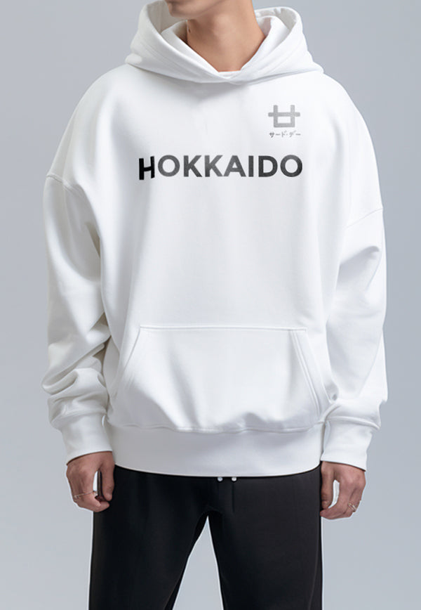 MOA80 Hoodies Premium ScubaLux Anti Kusut Waterproof "Hokkaido Logo" Putih