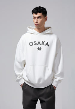 MOA86 Hoodies Premium ScubaLux Anti Kusut Waterproof "Osaka Arc Logo" Putih