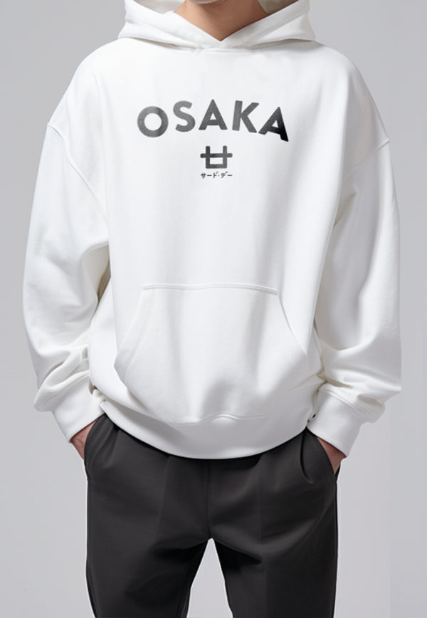 MOA86 Hoodies Premium ScubaLux Anti Kusut Waterproof "Osaka Arc Logo" Putih