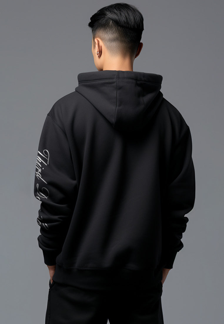 MOB02 Hoodies Oversize ScubaLux Bahan Scuba Adem "thirddayco script arm" hitam