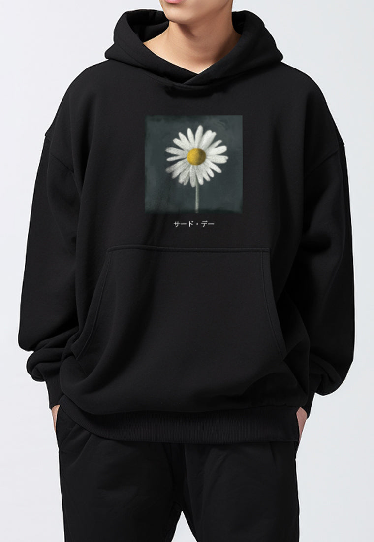 MOB08 Hoodie Oversize Bahan Scuba Tebal Scubalux "daisy katanana" hitam